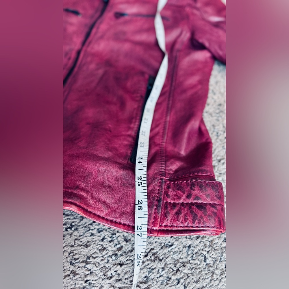 Men's Red Leather Jacket - Picture 8 of 11